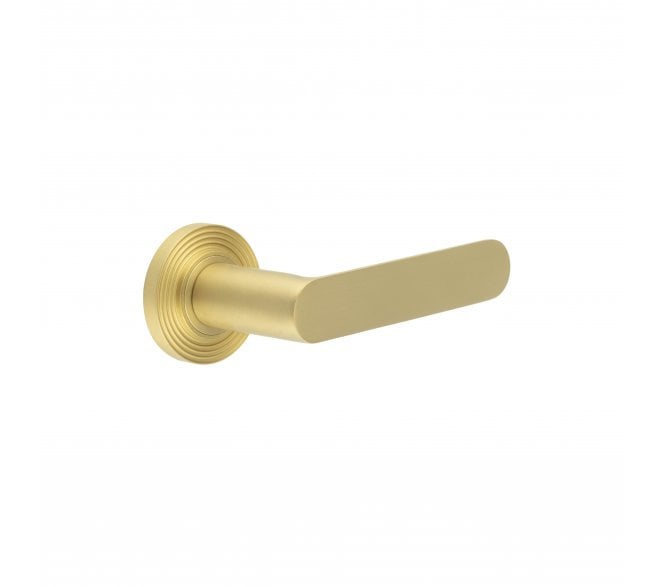 Burlington BUR25 Kensington Door Handle On Reeded Rose - Satin Brass