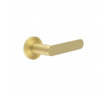 Burlington BUR25 Kensington Door Handle On Reeded Rose - Satin Brass