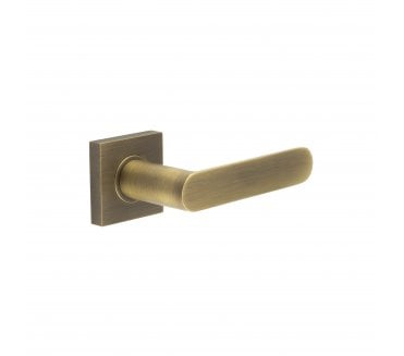 Burlington BUR25 Kensington Door Handle On Square Plain Rose - Antique Brass