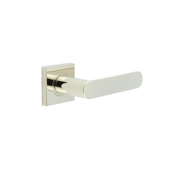 Burlington BUR25 Kensington Door Handle On Square Plain Rose - Polished Nickel