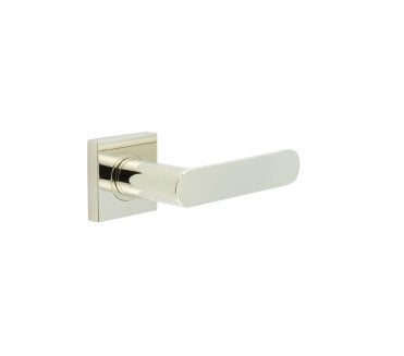 Burlington BUR25 Kensington Door Handle On Square Plain Rose - Polished Nickel