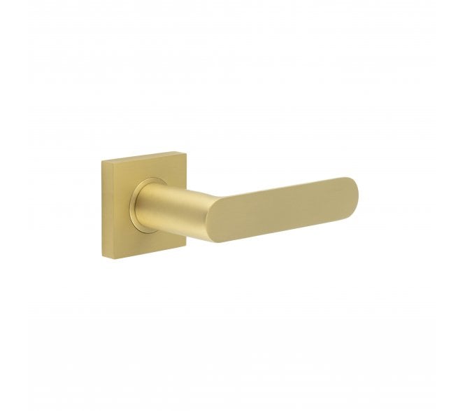 Burlington BUR25 Kensington Door Handle On Square Plain Rose - Satin Brass