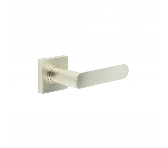 Burlington BUR25 Kensington Door Handle On Square Plain Rose - Satin Nickel
