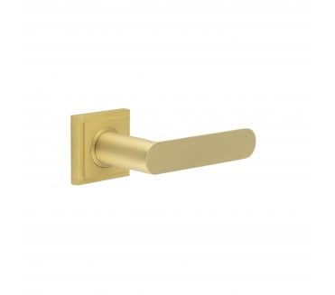 Burlington BUR25 Kensington Door Handle On Square Stepped Rose - Satin Brass