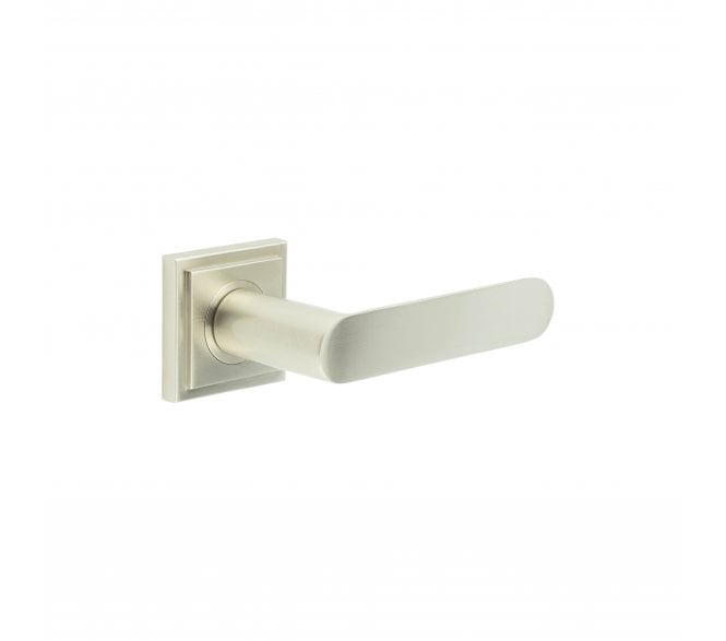 Burlington BUR25 Kensington Door Handle On Square Stepped Rose - Satin Nickel