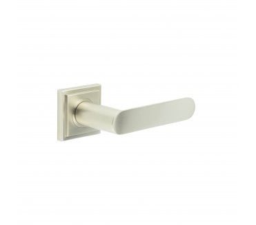 Burlington BUR25 Kensington Door Handle On Square Stepped Rose - Satin Nickel