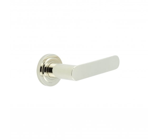 Burlington BUR25 Kensington Door Handle On Stepped Rose - Polished Nickel