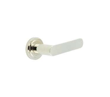 Burlington BUR25 Kensington Door Handle On Stepped Rose - Polished Nickel