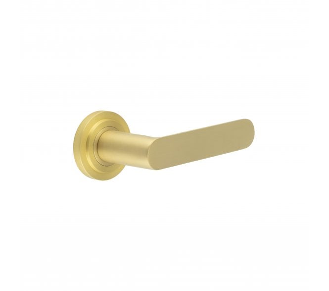 Burlington BUR25 Kensington Door Handle On Stepped Rose - Satin Brass