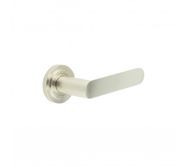 Burlington BUR25 Kensington Door Handle On Stepped Rose - Satin Nickel
