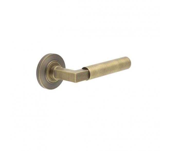 Burlington BUR30 Westminster Door Handle On Chamfered Rose - Antique Brass