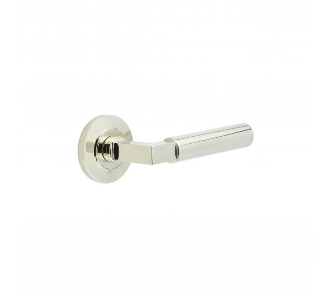 Burlington BUR30 Westminster Door Handle On Chamfered Rose - Polished Nickel