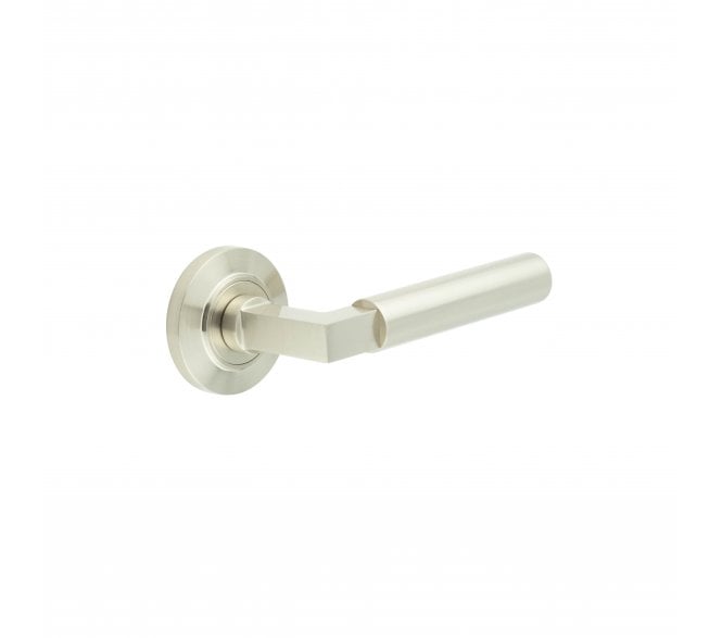 Burlington BUR30 Westminster Door Handle On Chamfered Rose - Satin Nickel