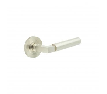 Burlington BUR30 Westminster Door Handle On Knurled Rose - Satin Nickel