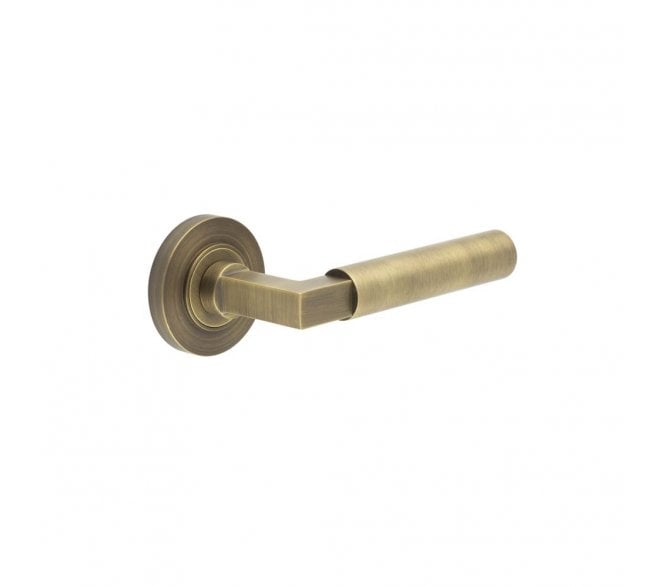 Burlington BUR30 Westminster Door Handle On Plain Rose - Antique Brass