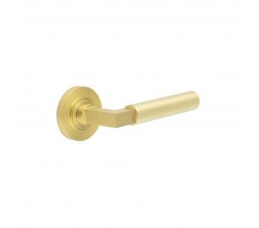 Burlington BUR30 Westminster Door Handle On Plain Rose - Satin Brass