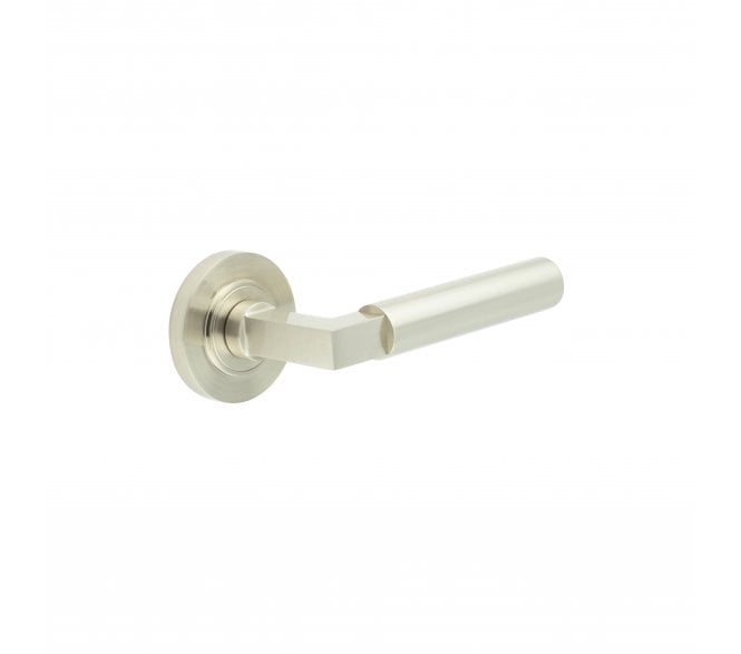 Burlington BUR30 Westminster Door Handle On Plain Rose - Satin Nickel