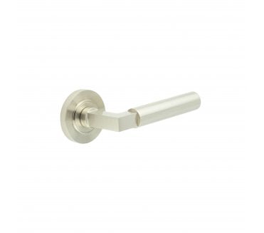 Burlington BUR30 Westminster Door Handle On Plain Rose - Satin Nickel