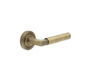 Burlington BUR30 Westminster Door Handle On Reeded Rose - Antique Brass