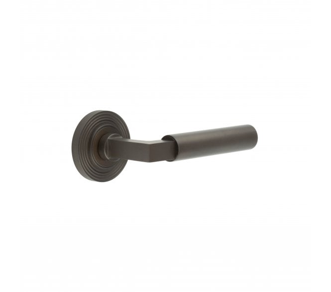 Burlington BUR30 Westminster Door Handle On Reeded Rose - Dark Bronze