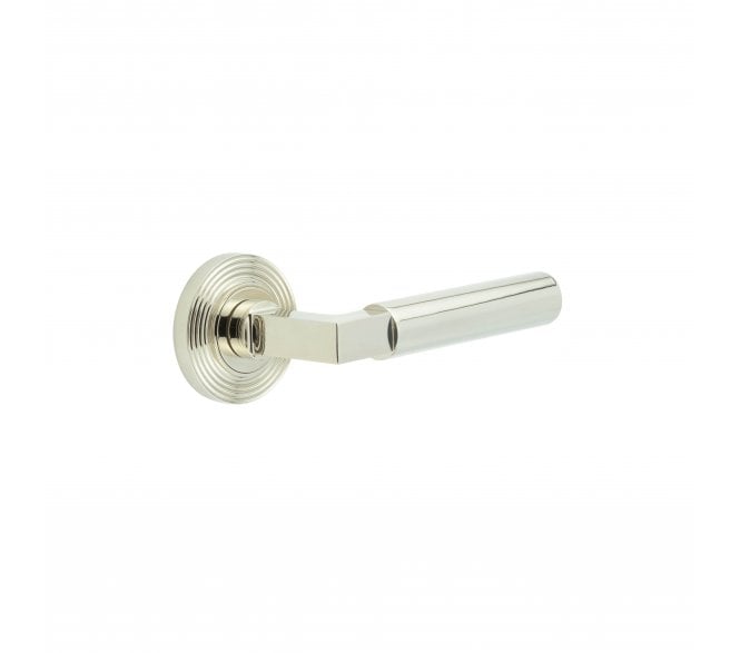 Burlington BUR30 Westminster Door Handle On Reeded Rose - Polished Nickel