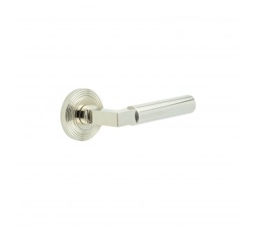 Burlington BUR30 Westminster Door Handle On Reeded Rose - Polished Nickel