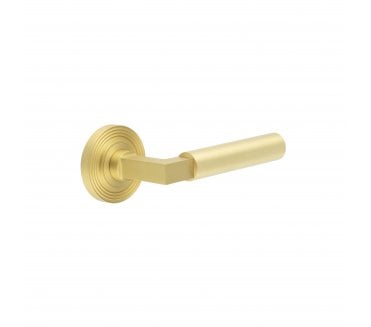 Burlington BUR30 Westminster Door Handle On Reeded Rose - Satin Brass