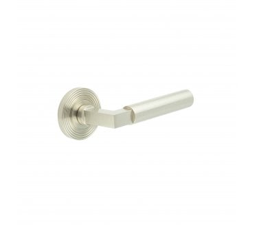 Burlington BUR30 Westminster Door Handle On Reeded Rose - Satin Nickel