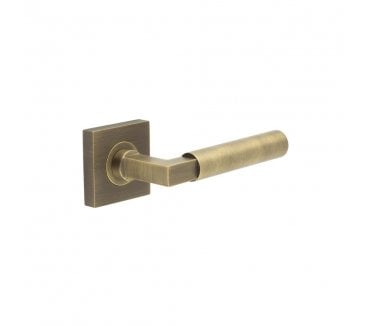 Burlington BUR30 Westminster Door Handle On Square Plain Rose - Antique Brass