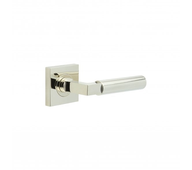 Burlington BUR30 Westminster Door Handle On Square Plain Rose - Polished Nickel