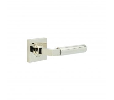 Burlington BUR30 Westminster Door Handle On Square Plain Rose - Polished Nickel