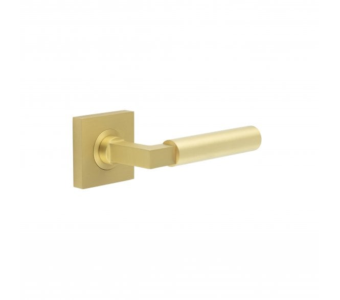 Burlington BUR30 Westminster Door Handle On Square Plain Rose - Satin Brass