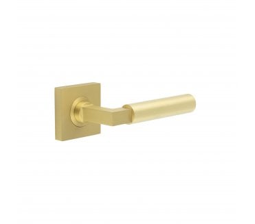 Burlington BUR30 Westminster Door Handle On Square Plain Rose - Satin Brass