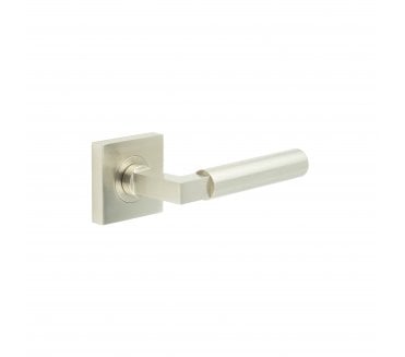 Burlington BUR30 Westminster Door Handle On Square Plain Rose - Satin Nickel