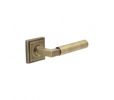 Burlington BUR30 Westminster Door Handle On Square Stepped Rose - Antique Brass