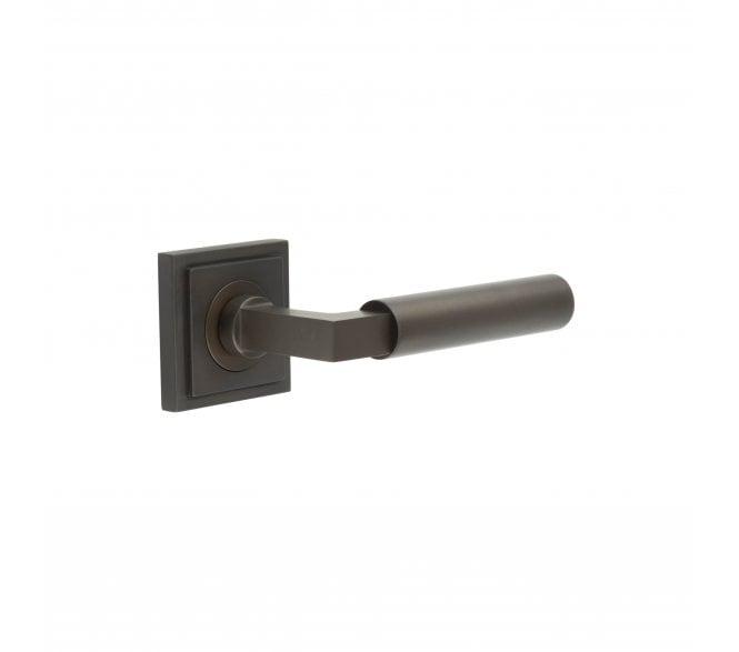 Burlington BUR30 Westminster Door Handle On Square Stepped Rose - Dark Bronze