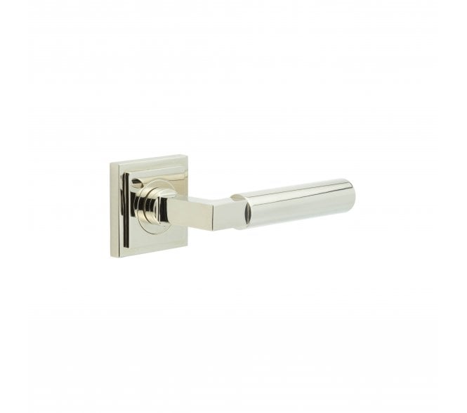 Burlington BUR30 Westminster Door Handle On Square Stepped Rose - Polished Nickel