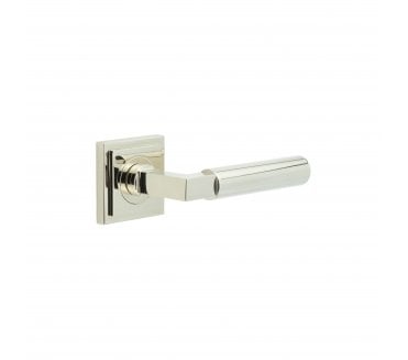 Burlington BUR30 Westminster Door Handle On Square Stepped Rose - Polished Nickel