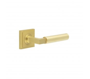 Burlington BUR30 Westminster Door Handle On Square Stepped Rose - Satin Brass