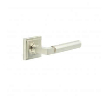 Burlington BUR30 Westminster Door Handle On Square Stepped Rose - Satin Nickel