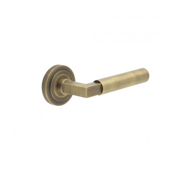 Burlington BUR30 Westminster Door Handle On Stepped Rose - Antique Brass