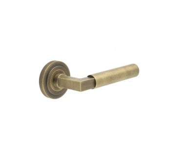 Burlington BUR30 Westminster Door Handle On Stepped Rose - Antique Brass