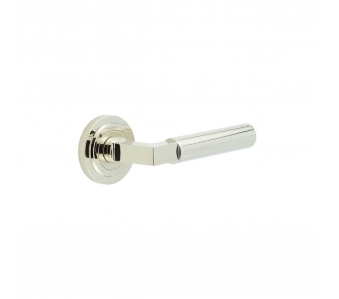 Burlington BUR30 Westminster Door Handle On Stepped Rose - Polished Nickel
