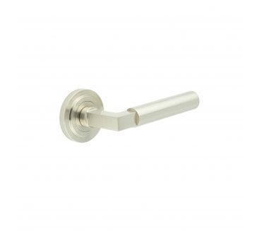 Burlington BUR30 Westminster Door Handle On Stepped Rose - Satin Nickel