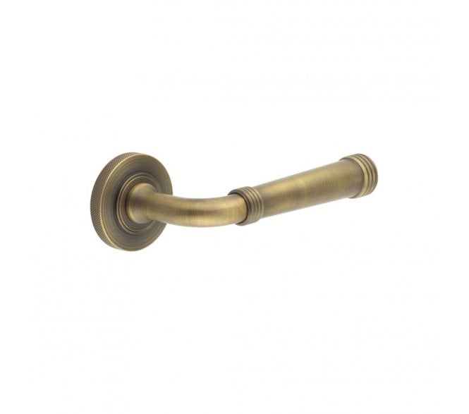 Burlington BUR35 Highgate Door Handle On Knurled Rose - Antique Brass