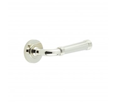 Burlington BUR35 Highgate Door Handle On Knurled Rose - Polished Nickel