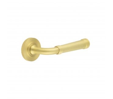 Burlington BUR35 Highgate Door Handle On Knurled Rose - Satin Brass