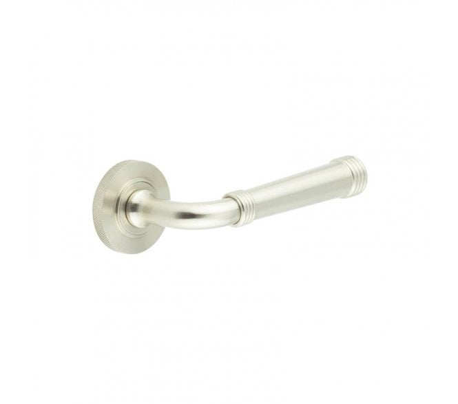 Burlington BUR35 Highgate Door Handle On Knurled Rose - Satin Nickel