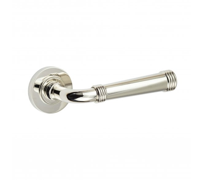 Burlington BUR35 Highgate Door Handle On Plain Rose - Polished Nickel