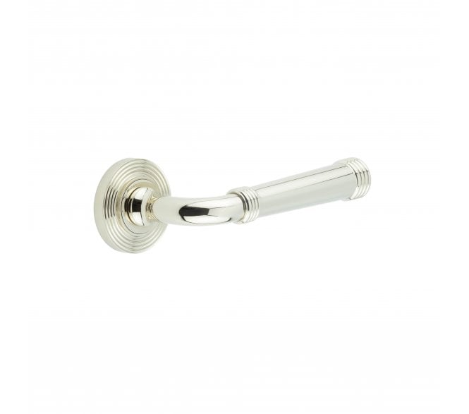 Burlington BUR35 Highgate Door Handle On Reeded Rose - Polished Nickel